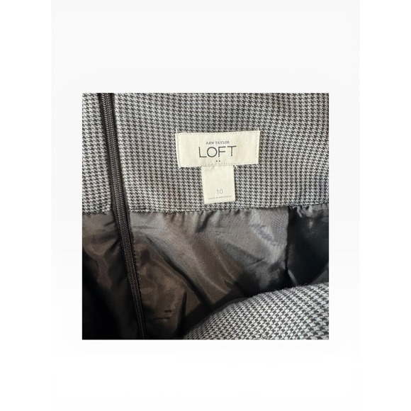 Ann Taylor Loft Women Black White Houndstooth Mini Skirt Size 10 A-Line Career - Picture 2 of 6